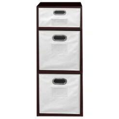 Niche Cubo Storage Set- 2 Full Cubes/1 Half Cube W/ Foldable Bins- Truffle/White -Cymax Sales 2011793 9 L