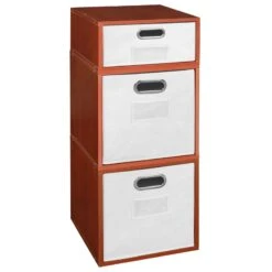 Niche Cubo Storage Set- 2 Full Cubes/1 Half Cube W/ Foldable Bins- Cherry/White