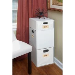 Niche Cubo Set- 2 Full/1 Half Cube W/ Foldable Bins- White Wood Grain/White -Cymax Sales 2011795 8 L