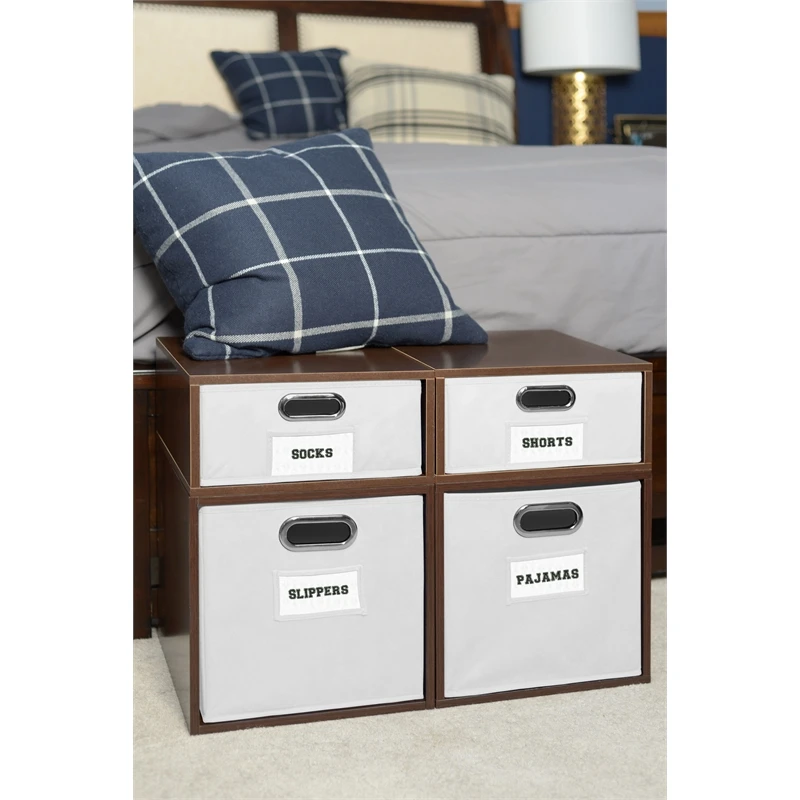 Niche Cubo Storage Set- 2 Full/2 Half Cubes W/ Foldable Bins- Truffle/White 8 Niche Cubo Storage Set- 2 Full/2 Half Cubes W/ Foldable Bins- Truffle/White - Image 8