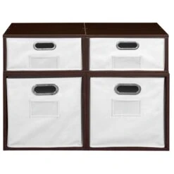 Niche Cubo Storage Set- 2 Full/2 Half Cubes W/ Foldable Bins- Truffle/White 22 Niche Cubo Storage Set- 2 Full/2 Half Cubes W/ Foldable Bins- Truffle/White -Cymax Sales 2011796 8 L