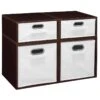 Niche Cubo Storage Set- 2 Full/2 Half Cubes W/ Foldable Bins- Truffle/White