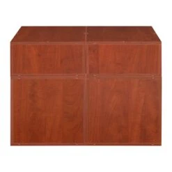 Niche Cubo Storage Set- 2 Full Cubes/2 Half Cubes W/ Foldable Bins- Cherry/White -Cymax Sales 2011797 10 L