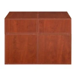 Niche Cubo Storage Set- 2 Full Cubes/2 Half Cubes W/ Foldable Bins- Cherry/White -Cymax Sales 2011797 2 L