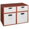 Niche Cubo Storage Set- 2 Full Cubes/2 Half Cubes W/ Foldable Bins- Cherry/White