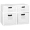 Niche Cubo Set- 2 Full/2 Half Cubes W/ Foldable Bins- White Wood Grain/White
