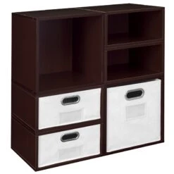 Niche Cubo Storage Set- 2 Full/4 Half Cubes W/ Foldable Bins- Truffle/White -Cymax Sales 2011799 6 L