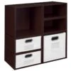 Niche Cubo Storage Set- 2 Full/4 Half Cubes W/ Foldable Bins- Truffle/White
