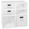 Niche Cubo Set- 2 Full/4 Half Cubes W/ Foldable Bins- White Wood Grain/White