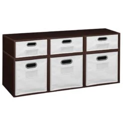 Niche Cubo Storage Set- 3 Full/3 Half Cubes W/ Foldable Bins- Truffle/White -Cymax Sales 2011802 6 L