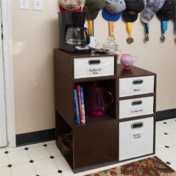 Niche Cubo Storage Set- 3 Full/3 Half Cubes W/ Foldable Bins- Truffle/White -Cymax Sales 2011802 8 L