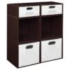 Niche Cubo Storage Set- 4 Full/2 Half Cubes W/ Foldable Bins- Truffle/White