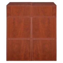 Niche Cubo Storage Set- 4 Full Cubes/2 Half Cubes W/ Foldable Bins- Cherry/White -Cymax Sales 2011814 11 L