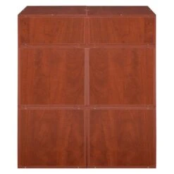 Niche Cubo Storage Set- 4 Full Cubes/2 Half Cubes W/ Foldable Bins- Cherry/White -Cymax Sales 2011814 2 L
