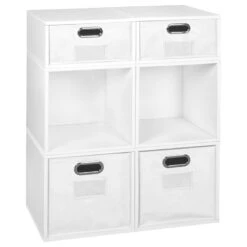 Niche Cubo Set- 4 Full/2 Half Cubes W/ Foldable Bins- White Wood Grain/White 21 Niche Cubo Set- 4 Full/2 Half Cubes W/ Foldable Bins- White Wood Grain/White -Cymax Sales 2011815 5 L