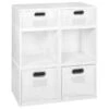 Niche Cubo Set- 4 Full/2 Half Cubes W/ Foldable Bins- White Wood Grain/White