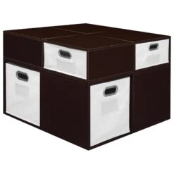 Niche Cubo Storage Set- 4 Full/4 Half Cubes W/ Foldable Bins- Truffle/White -Cymax Sales 2011816 2 L