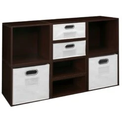 Niche Cubo Storage Set- 4 Full/4 Half Cubes W/ Foldable Bins- Truffle/White -Cymax Sales 2011816 6 L
