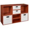 Niche Cubo Storage Set- 4 Full Cubes/4 Half Cubes W/ Foldable Bins- Cherry/White