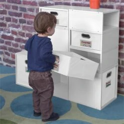 Niche Cubo Set- 4 Full/4 Half Cubes W/ Foldable Bins- White Wood Grain/White 17 Niche Cubo Set- 4 Full/4 Half Cubes W/ Foldable Bins- White Wood Grain/White -Cymax Sales 2011818 7 L