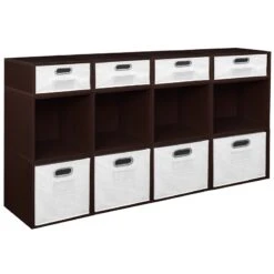 Niche Cubo Storage Set- 8 Full/4 Half Cubes W/ Foldable Bins- Truffle/White -Cymax Sales 2011825 5 L