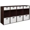 Niche Cubo Storage Set- 8 Full/4 Half Cubes W/ Foldable Bins- Truffle/White