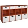 Niche Cubo Storage Set- 8 Full Cubes/4 Half Cubes W/ Foldable Bins- Cherry/White