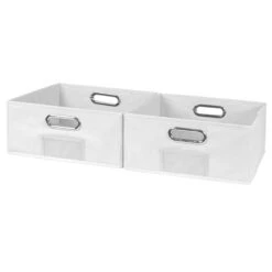Niche Cubo Set Of 2 Half-Size Foldable Fabric Storage Bins- White