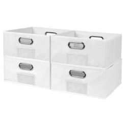 Niche Cubo Set Of 4 Half-Size Foldable Fabric Storage Bins- White -Cymax Sales 2011852 3 L