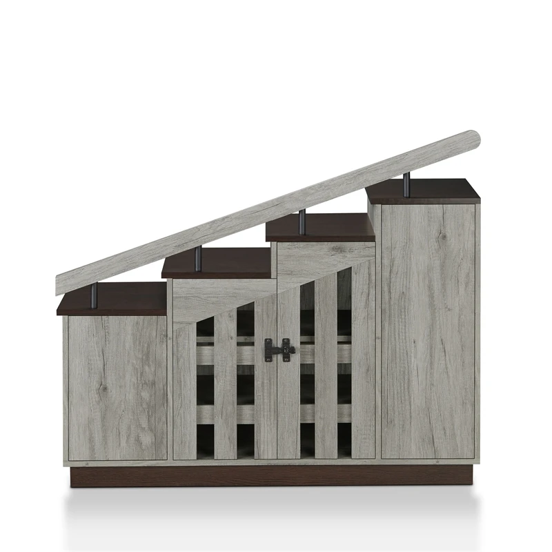 Furniture Of America Barstead Wood Staircase Shoe Cabinet In Gray Oak 2 Furniture Of America Barstead Wood Staircase Shoe Cabinet In Gray Oak - Image 2