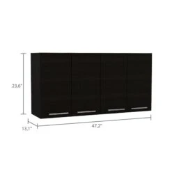 TUHOME 120 Wall Cabinet Engineered Wood Cabinets In Black -Cymax Sales 2019339 2 L