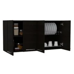 TUHOME 120 Wall Cabinet Engineered Wood Cabinets In Black -Cymax Sales 2019339 5 L