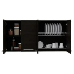 TUHOME 120 Wall Cabinet Engineered Wood Cabinets In Black -Cymax Sales 2019339 7 L