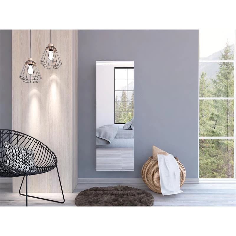 TuHome White Modern Engineered Wood LETO Wall Mounted Shoe Rack With Mirror 14 TuHome White Modern Engineered Wood LETO Wall Mounted Shoe Rack With Mirror - Image 14