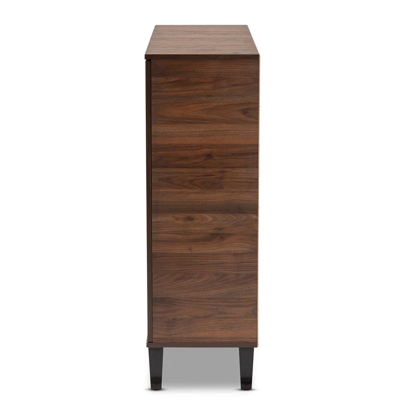 Baxton Studio Two-Tone Walnut Brown And Grey Finished Wood 2-Door Shoe Cabinet 5 Baxton Studio Two-Tone Walnut Brown And Grey Finished Wood 2-Door Shoe Cabinet - Image 5