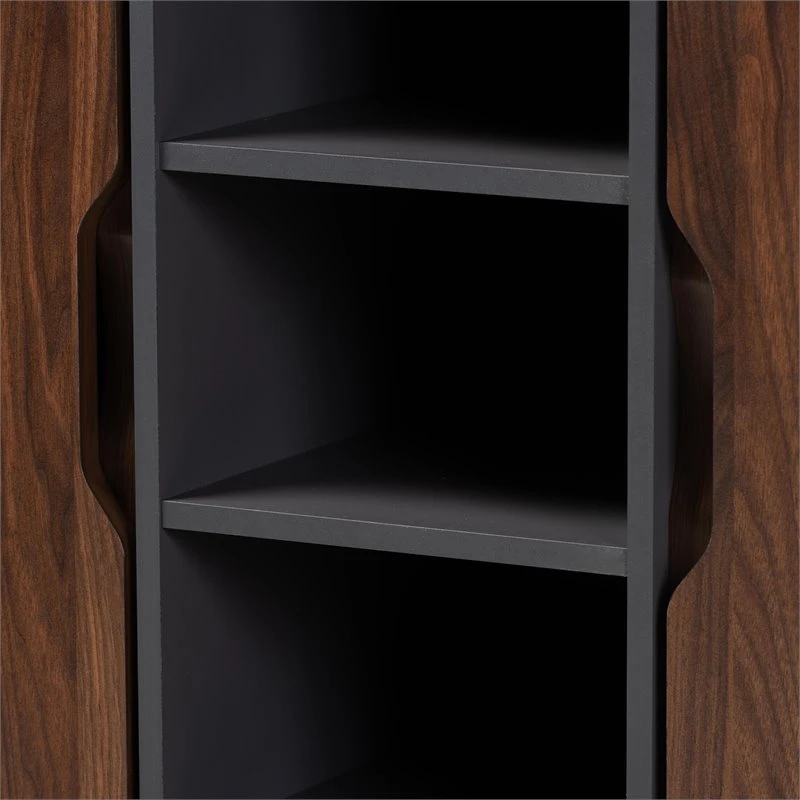 Baxton Studio Two-Tone Walnut Brown And Grey Finished Wood 2-Door Shoe Cabinet 6 Baxton Studio Two-Tone Walnut Brown And Grey Finished Wood 2-Door Shoe Cabinet - Image 6