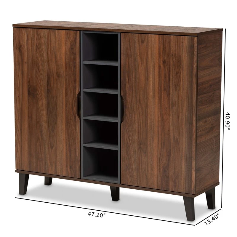 Baxton Studio Two-Tone Walnut Brown And Grey Finished Wood 2-Door Shoe Cabinet 1 Baxton Studio Two-Tone Walnut Brown And Grey Finished Wood 2-Door Shoe Cabinet