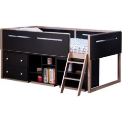 ACME Prescott Wooden Frame Cabinet With 2 Drawers In Black And Rose Gold