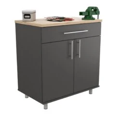 Inval America Kratos 1-Drawer Wood Garage Storage Cabinet In Dark Gray -Cymax Sales 2105077 3 L