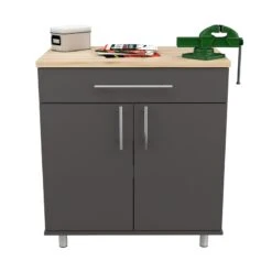 Inval America Kratos 1-Drawer Wood Garage Storage Cabinet In Dark Gray -Cymax Sales 2105077 4 L