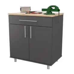 Inval America Kratos 1-Drawer Wood Garage Storage Cabinet In Dark Gray -Cymax Sales 2105077 5 L