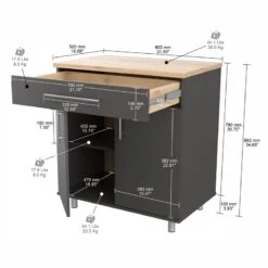 Inval America Kratos 1-Drawer Wood Garage Storage Cabinet In Dark Gray -Cymax Sales 2105077 9 L