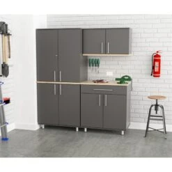 Inval Kratos 6 Piece Engineered Wood Garage Storage System In Dark Gray -Cymax Sales 2106400 1 L