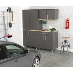 Inval Kratos 6 Piece Engineered Wood Garage Storage System In Dark Gray -Cymax Sales 2106400 2 L