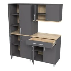 Inval Kratos 6 Piece Engineered Wood Garage Storage System In Dark Gray -Cymax Sales 2106400 5 L