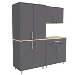 Inval Kratos 6 Piece Engineered Wood Garage Storage System In Dark Gray -Cymax Sales 2106400 L