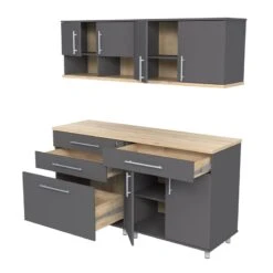 Inval Kratos 6 Piece Engineered Wood Garage Storage System In Dark Gray -Cymax Sales 2106401 5 L