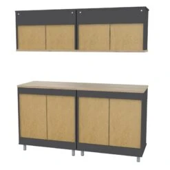 Inval Kratos 6 Piece Engineered Wood Garage Storage System In Dark Gray -Cymax Sales 2106401 6 L