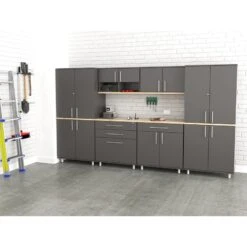 Inval Kratos 6 Piece Engineered Wood Garage Storage System In Dark Gray -Cymax Sales 2106403 1 L