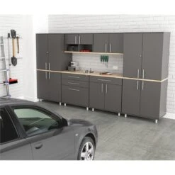 Inval Kratos 6 Piece Engineered Wood Garage Storage System In Dark Gray -Cymax Sales 2106403 2 L